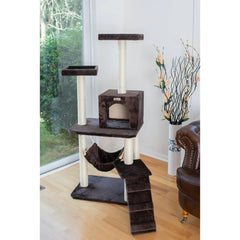 GleePet 57-Inch Cat Tree Real Wood Climber With Four Levels