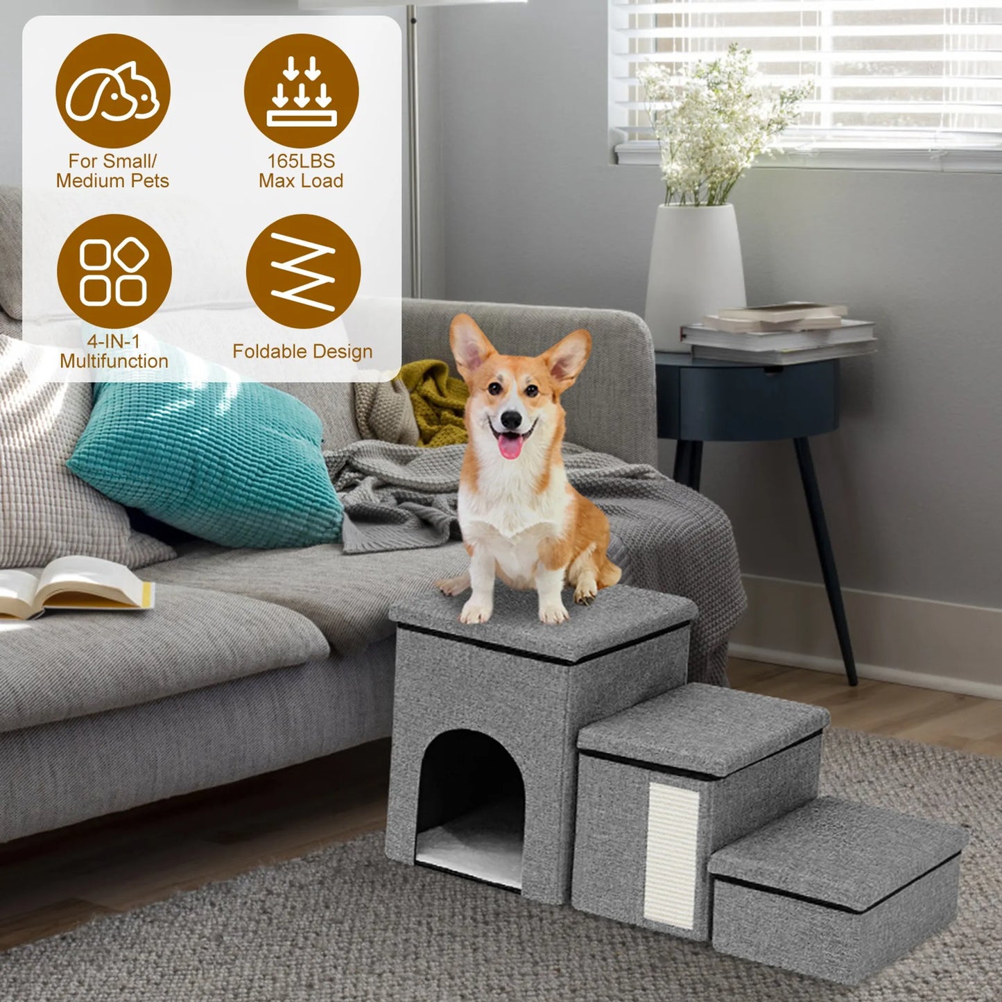 4‑in‑1 Foldable Pet Stair