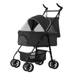 4 Wheels Pet Stroller Foldable Carrier Strolling Cart Travel